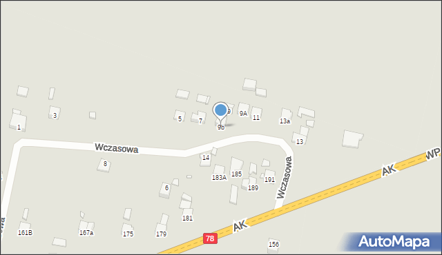 Poręba, Wczasowa, 9b, mapa Poręba