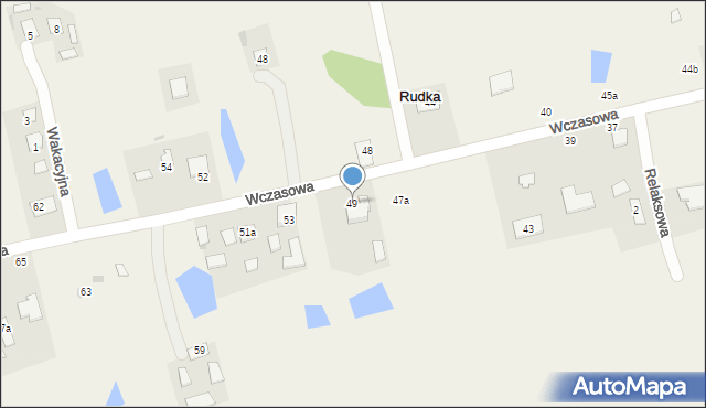 Rudka, Wczasowa, 49, mapa Rudka