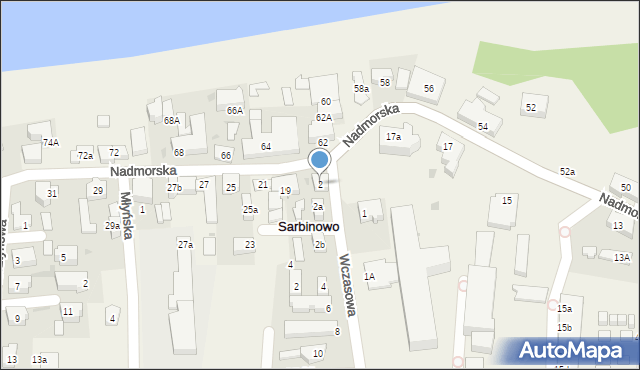 Sarbinowo, Wczasowa, 2, mapa Sarbinowo