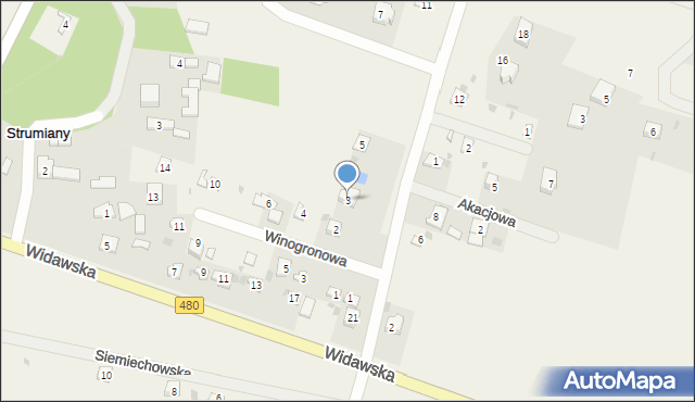 Strumiany, Wczasowa, 3, mapa Strumiany