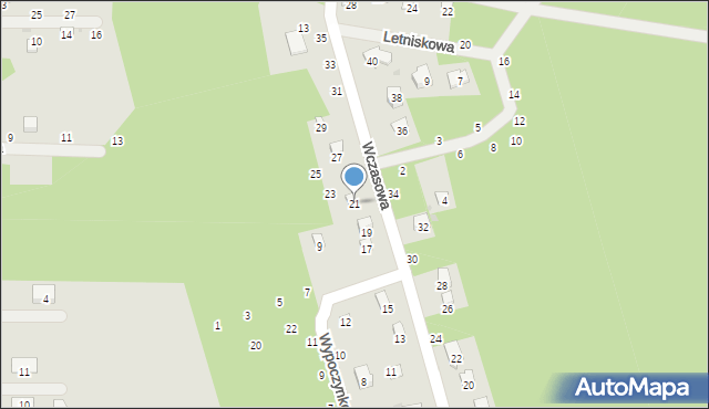 Sulejów, Wczasowa, 21, mapa Sulejów