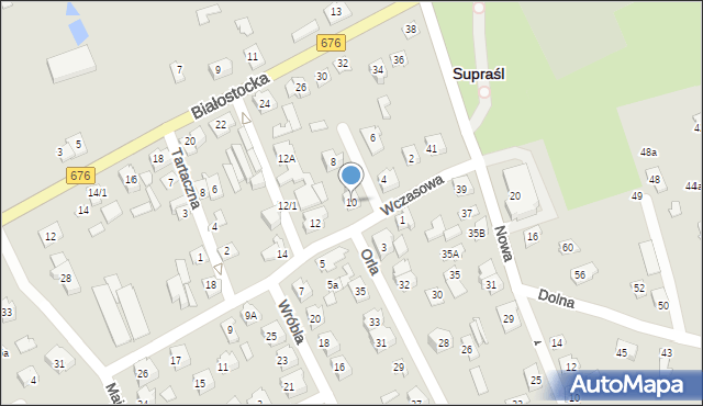 Supraśl, Wczasowa, 10, mapa Supraśl