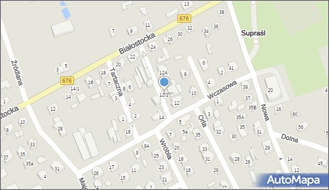 Supraśl, Wczasowa, 12/1, mapa Supraśl