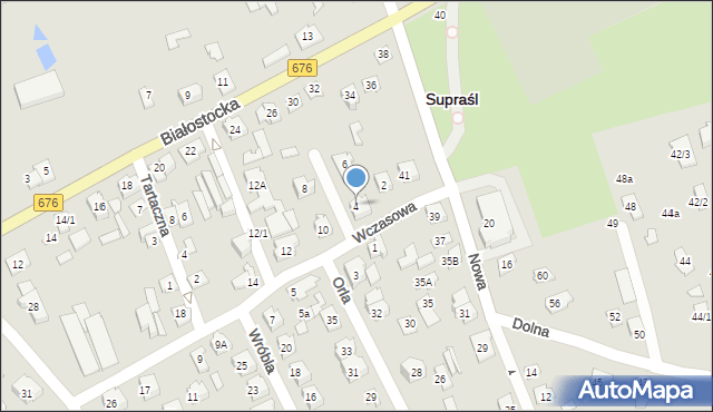 Supraśl, Wczasowa, 4, mapa Supraśl