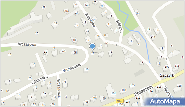 Szczyrk, Wczasowa, 12, mapa Szczyrk