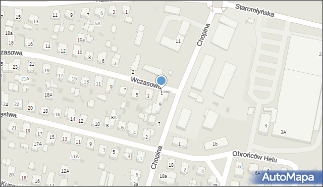 Wejherowo, Wczasowa, 1, mapa Wejherowo