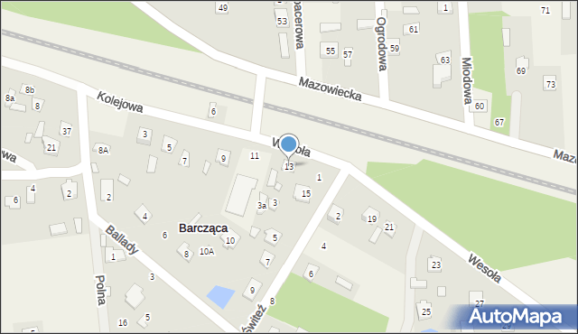 Barcząca, Wesoła, 13, mapa Barcząca