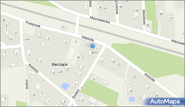 Barcząca, Wesoła, 15, mapa Barcząca