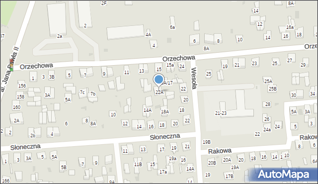 Biała Podlaska, Wesoła, 22A, mapa Białej Podlaskiej
