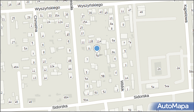 Biała Podlaska, Wesoła, 7A, mapa Białej Podlaskiej