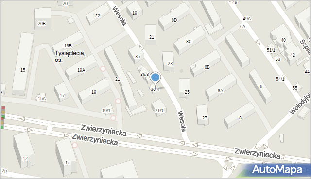 Białystok, Wesoła, 36/4, mapa Białegostoku