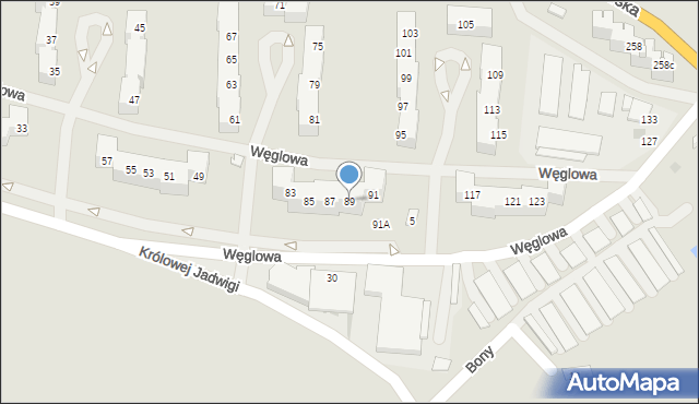 Bieruń, Węglowa, 89, mapa Bieruń