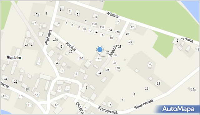 Błądzim, Wesoła, 22, mapa Błądzim