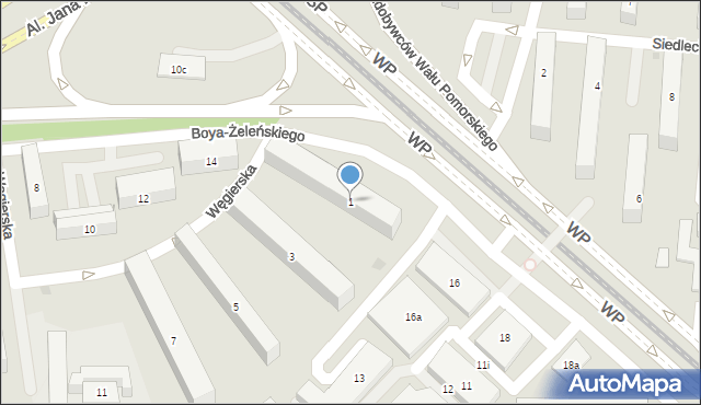 Bydgoszcz, Węgierska, 1, mapa Bydgoszczy