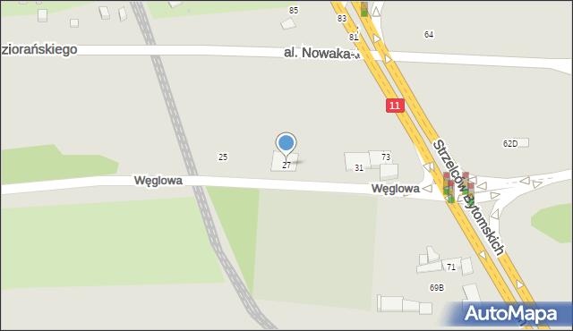 Bytom, Węglowa, 27, mapa Bytomia