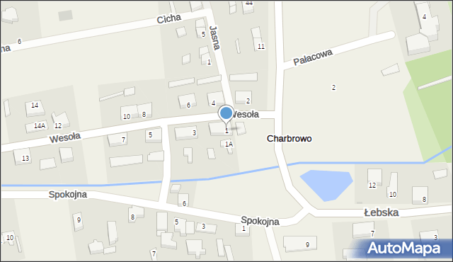 Charbrowo, Wesoła, 1, mapa Charbrowo