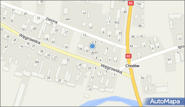 Chodów, Węgrowska, 10, mapa Chodów