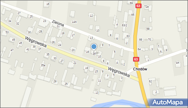 Chodów, Węgrowska, 14, mapa Chodów