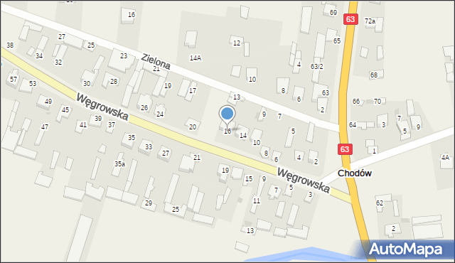 Chodów, Węgrowska, 16, mapa Chodów