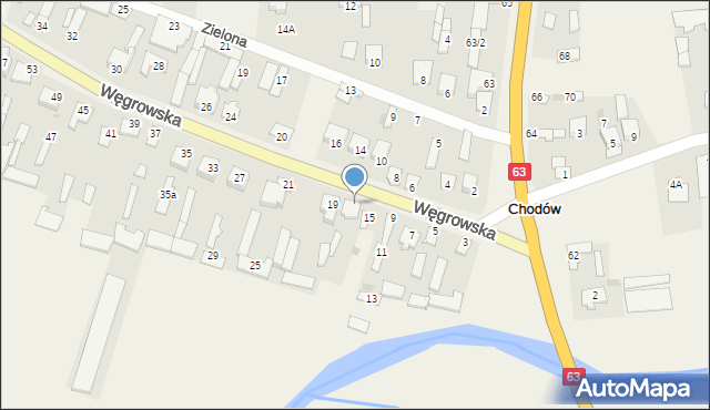 Chodów, Węgrowska, 17, mapa Chodów