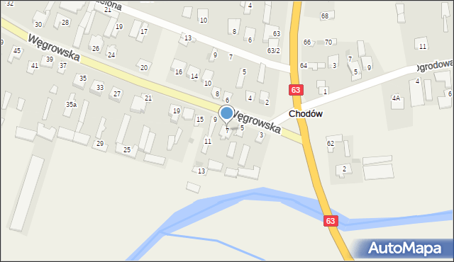 Chodów, Węgrowska, 7, mapa Chodów