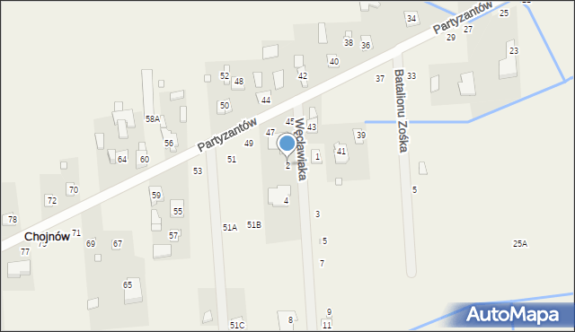 Chojnów, Węcławiaka Jana, kpl., 2, mapa Chojnów