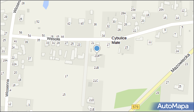 Cybulice Małe, Wesoła, 21A, mapa Cybulice Małe