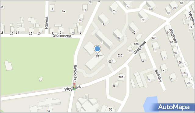 Czechowice-Dziedzice, Węglowa, 63, mapa Czechowic-Dziedzic