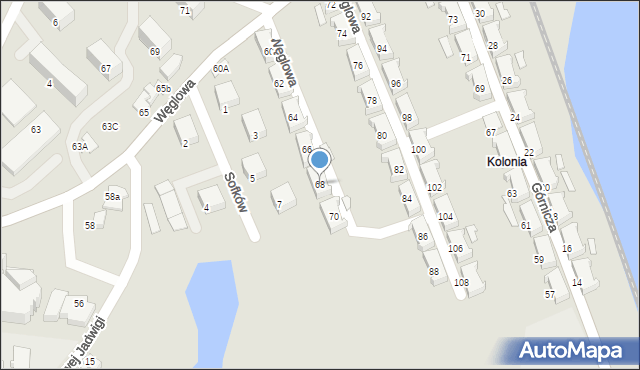 Czechowice-Dziedzice, Węglowa, 68, mapa Czechowic-Dziedzic