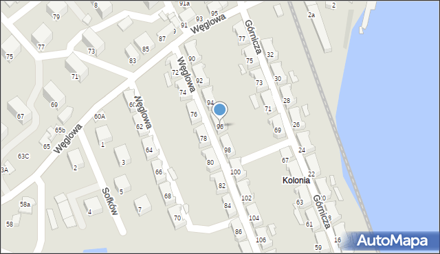 Czechowice-Dziedzice, Węglowa, 96, mapa Czechowic-Dziedzic