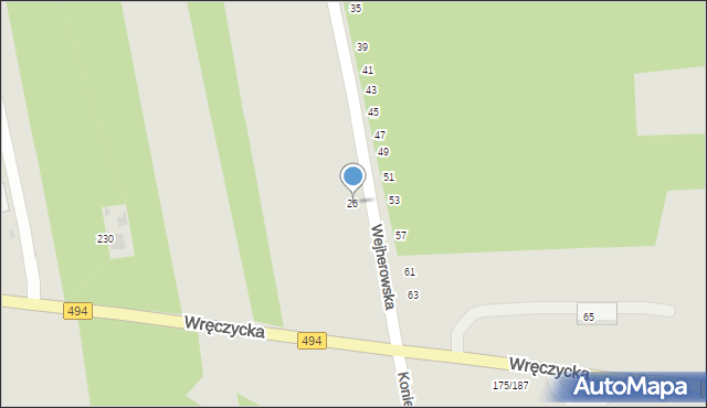 Częstochowa, Wejherowska, 26, mapa Częstochowy