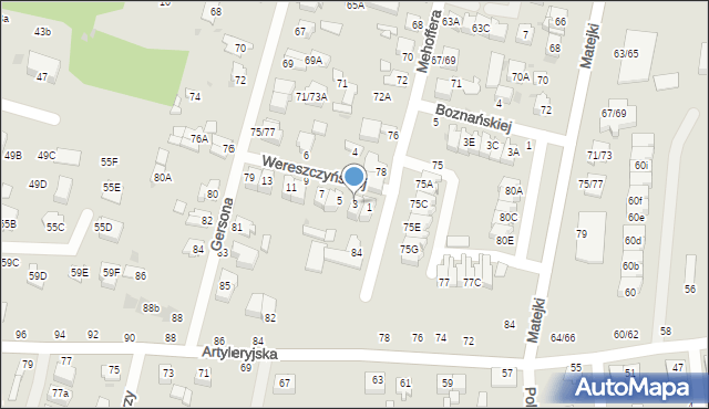 Częstochowa, Wereszczyńskiej Wandy, 3, mapa Częstochowy