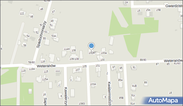 Częstochowa, Weteranów, 102A, mapa Częstochowy