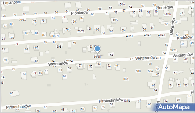 Częstochowa, Weteranów, 56/58, mapa Częstochowy