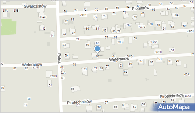 Częstochowa, Weteranów, 66, mapa Częstochowy