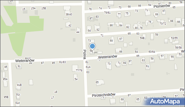 Częstochowa, Weteranów, 72/76, mapa Częstochowy