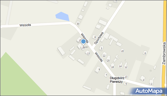 Długobórz, Wesoła, 15, mapa Długobórz