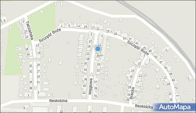 Gliwice, Węglowa, 23, mapa Gliwic