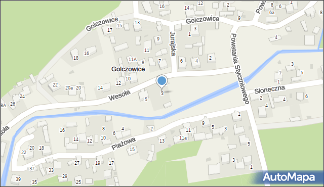 Golczowice, Wesoła, 3, mapa Golczowice