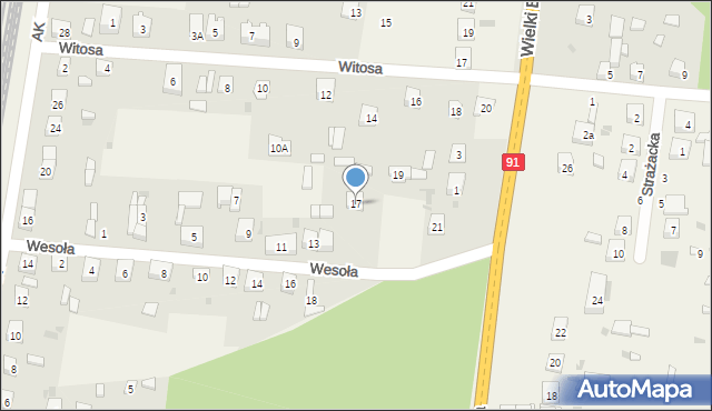 Gomunice, Wesoła, 17, mapa Gomunice