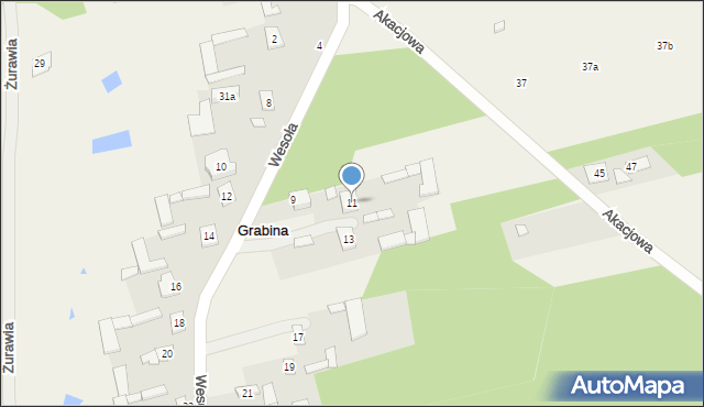 Grabina, Wesoła, 11, mapa Grabina