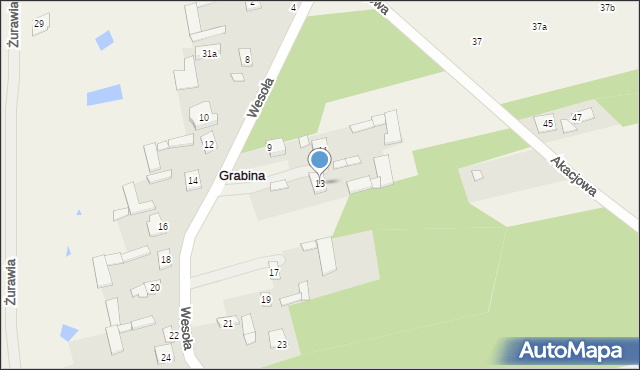 Grabina, Wesoła, 13, mapa Grabina