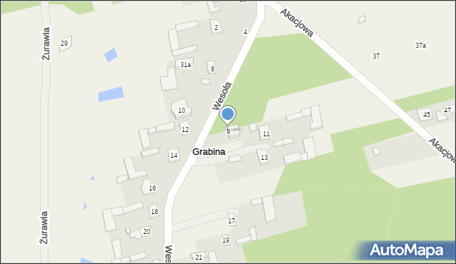 Grabina, Wesoła, 9, mapa Grabina