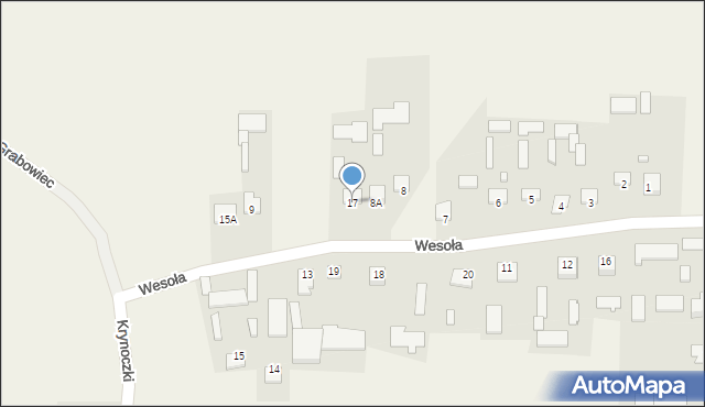 Grabowiec, Wesoła, 17, mapa Grabowiec