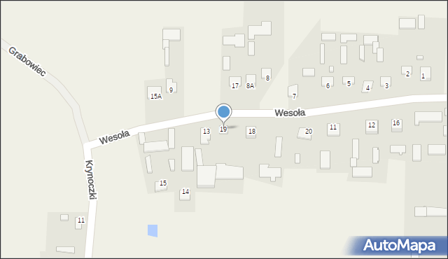 Grabowiec, Wesoła, 19, mapa Grabowiec