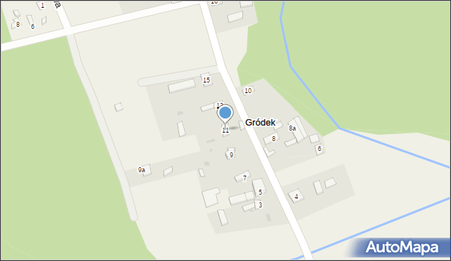 Gródek, Wesoła, 11, mapa Gródek