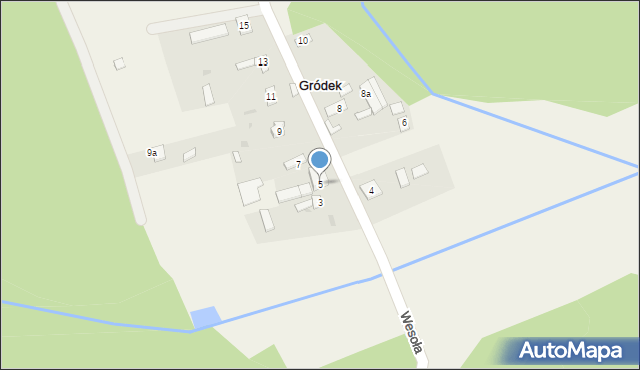 Gródek, Wesoła, 5, mapa Gródek