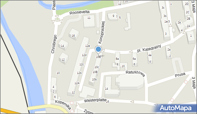 Gubin, Westerplatte, 10E, mapa Gubin