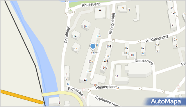 Gubin, Westerplatte, 12c, mapa Gubin