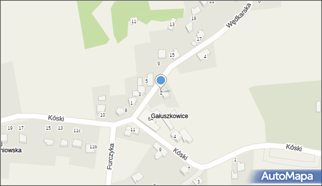 Kaniów, Wędkarska, 2, mapa Kaniów